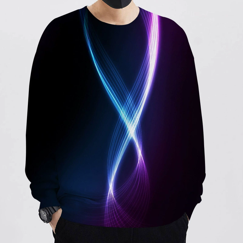 AliExpress Amazon Teenager Spring 3D цифровой принт мужской свитер с круглым вырезом легкая фигурка с длинным рукавом свободный