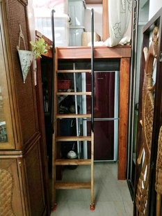 Household Solid Wood Ladder Bunk Bed Student Handrail Anti-Slip Ladder Attic Compartment Storage Layer Simple and Practical Ladder