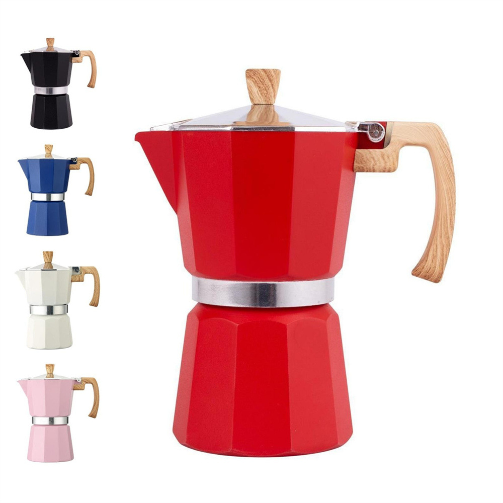 Moka olla transfronteriza en stock mejorado refinado octogonal olla de aluminio clásico italiano Moka olla Aparato de café