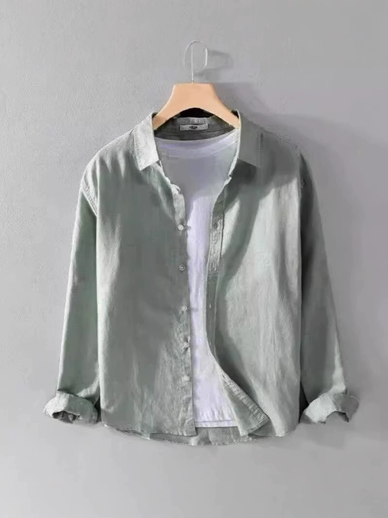 Рубашка, японская летняя одежда, тенденц jacket, хлопок и лён