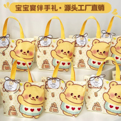 バター熊のお土産キャンバスバッグ赤ちゃんの宴満月百日宴子供の誕生日お返し実用ギフトバッグ