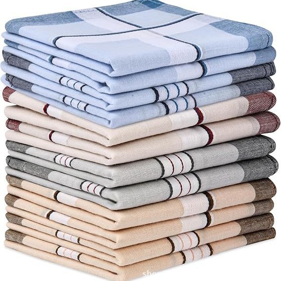 40X40Cm Amazon Colorful Square Towel Pure Cotton Men's Handkerchief Vintage Pocket Square 12 Pieces/Bag Gift