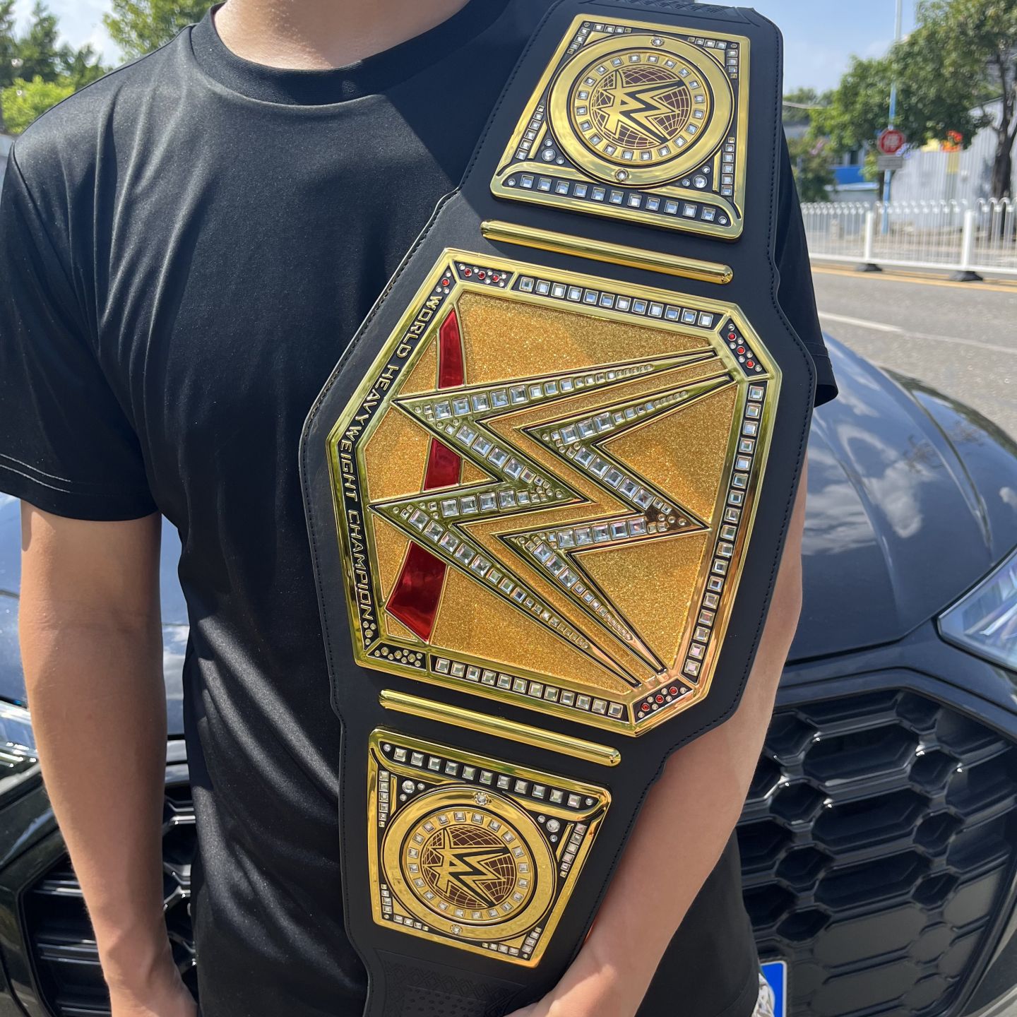 限量版摔跤环球WE拳王W标金色冠军金腰带散打拳击UFC皮带纪念奖品