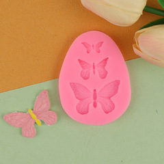 Three Butterflies Fondant Silicone Mold Handmade Soap DIY Cake Decoration Chocolate Lace Baking Tools