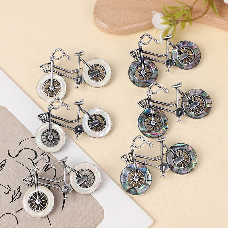 13g Weight Shell Inlay Material Retro Pin Bicycle Alloy Inlay Shell Women's Brooches