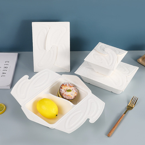 Disposable pulp lunch box eco-friendly and biodegradable pulp salad bento light food vegetarian takeout packing tableware