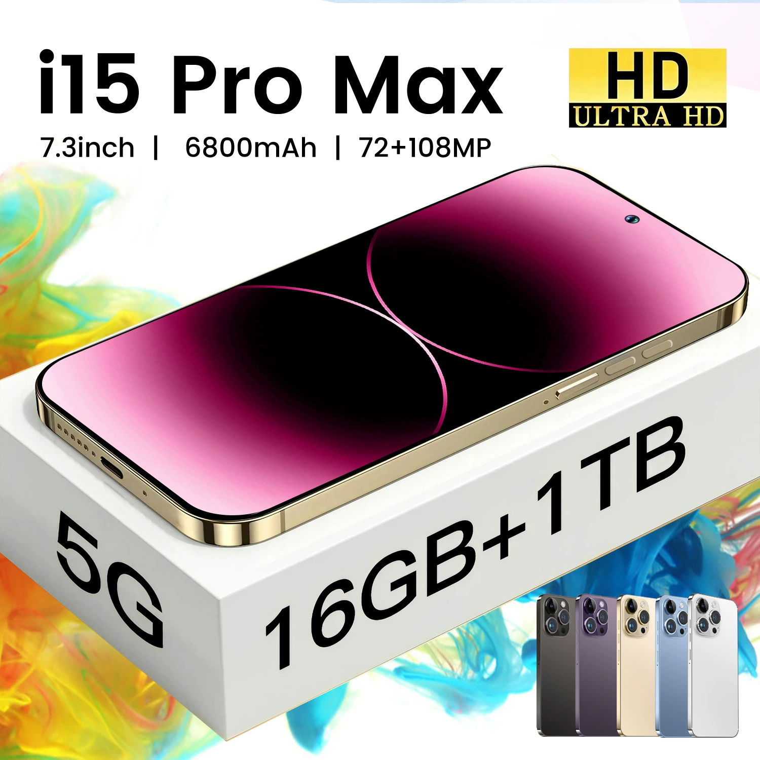 (Кросс-б borders) умный мобильный телефон, intel core i15, 15 pro max, 64gb, 7.3 дюйма, широкий экран, Android, 4G