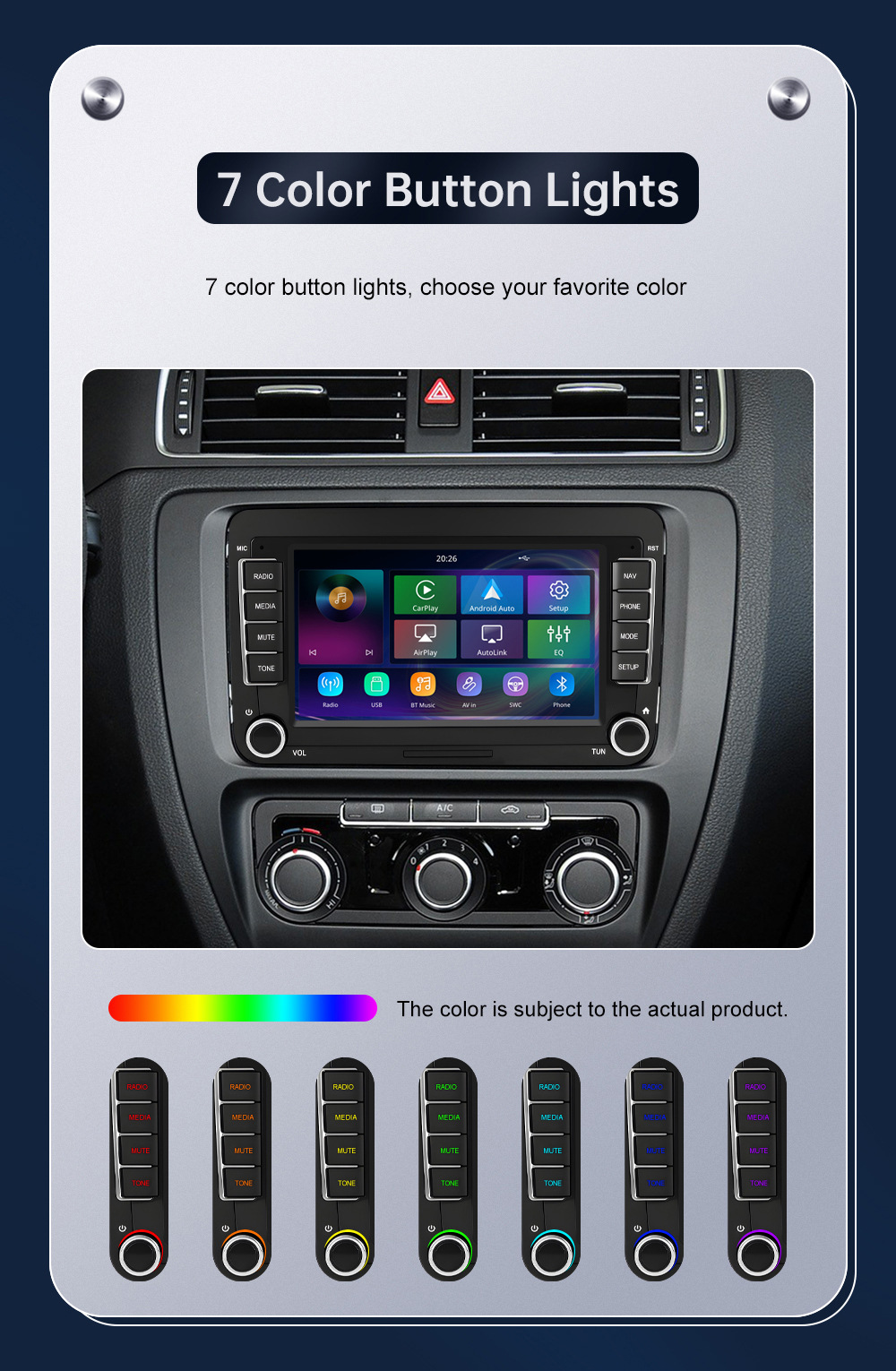 7inch Carplay Car Multimedia Display Screen Is Suitable for Volkswagen, Seat, and Skoda from 2003-2015