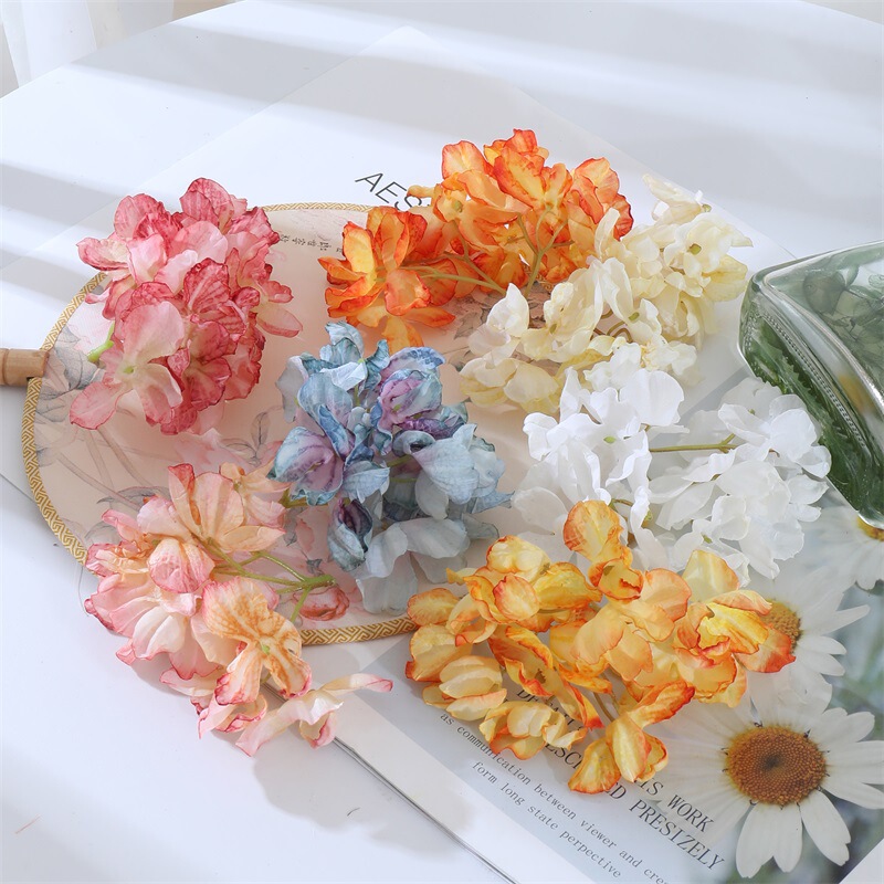 K Burnt Edge Hydrangea Craft DIY Artificial Flower Handmade Materials Hair Accessories Hanfu Matching Home Decoration Fake Flower
