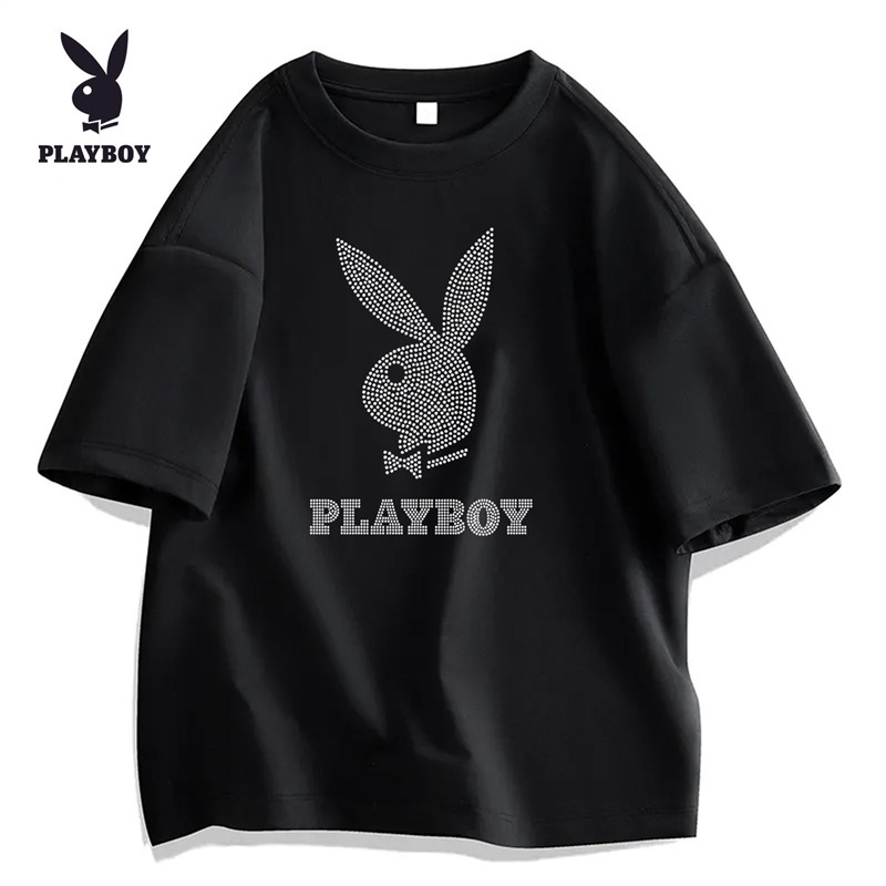 Playboy Playboy Men's Round Neck Summer Short-Sleeved T-Shirt Couple Half-Sleeved Bottoming Top Playboy Playboy Men's Round Neck Summer Short-Sleeved T-Shirt Couple Half-Sleeved Bottoming Top