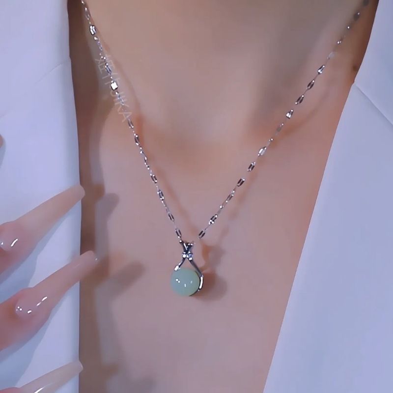 2025 Necklace Women's Silver Lucky Bag Clavicle Chain Non-Fading Permanent Washable Necklace Accessible Luxury Versatile Pendant