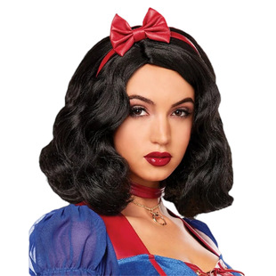 Halloween Explosions Europe and the United States Cross-border Play Wig Snow White Role COS Whole Top Mechanism Short Roll Headgear