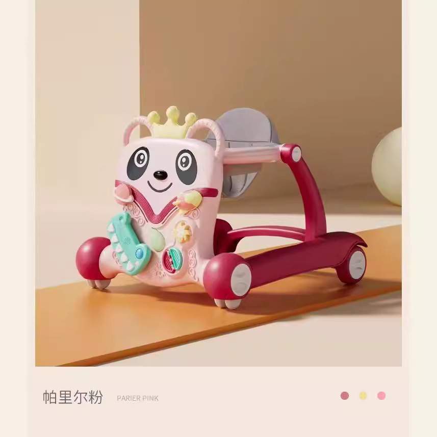 Walker todo en uno plegable empuje manual andador multifuncional para bebés anticaída