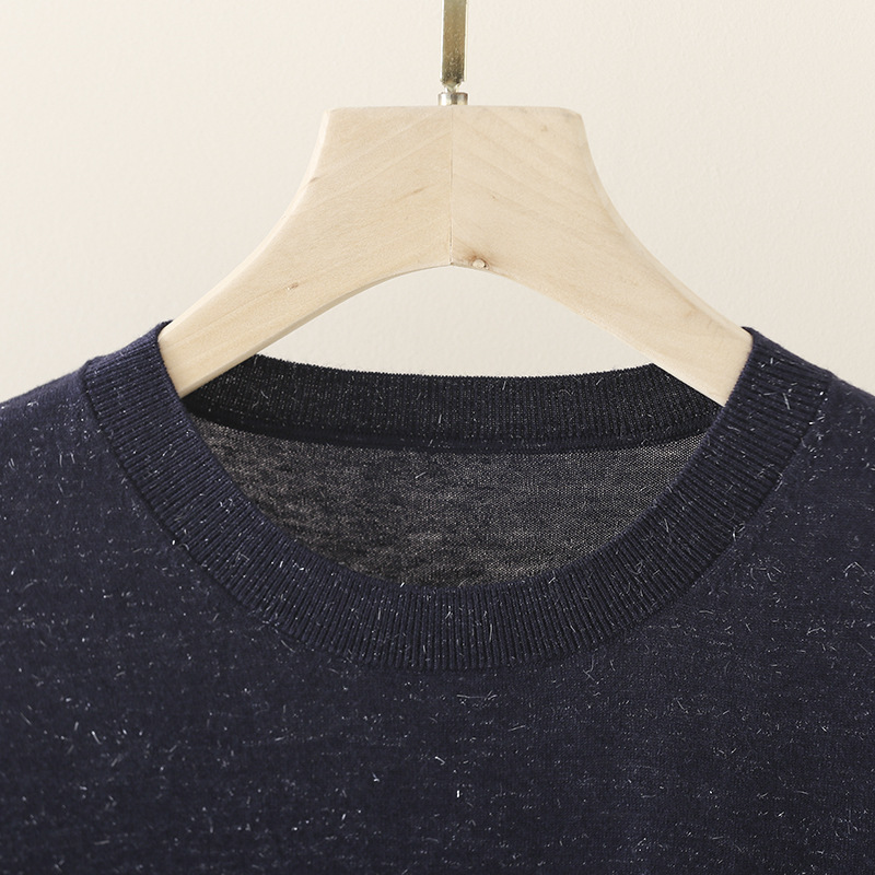 High-end silver thread wool short-sleeve T-shirt, simple round-neck basic style, available in multiple colors, spring/autumn knit undershirt for women High-end silver thread wool short-sleeve T-shirt, simple round-neck basic style, available in multiple colors, spring/autumn knit undershirt for women