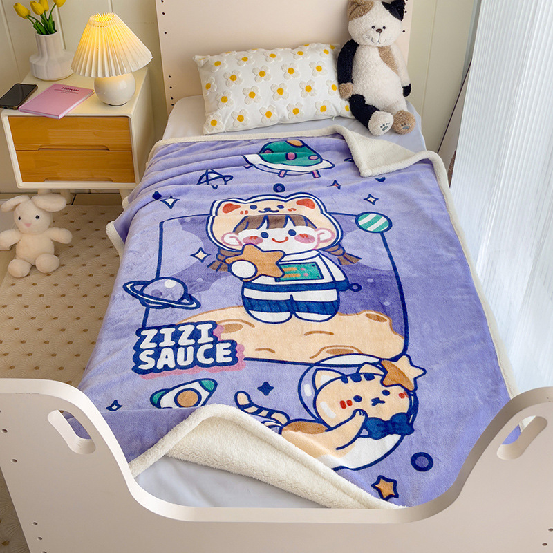 Cross-border popular children's blanket strawberry bear lambswool blanket infant cartoon nap blanket student autumn and winter blanket