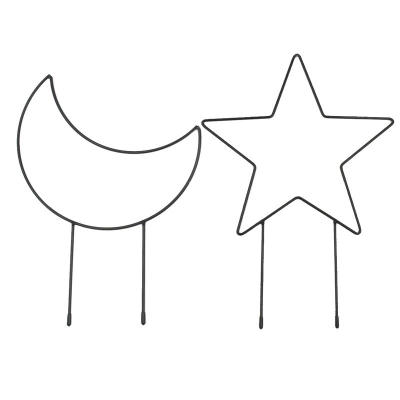 Soporte de Metal para Decoración de Jardín, Estilo Luna, Estilo Estrella de Cinco Puntas, Placa Decorativa de Metal