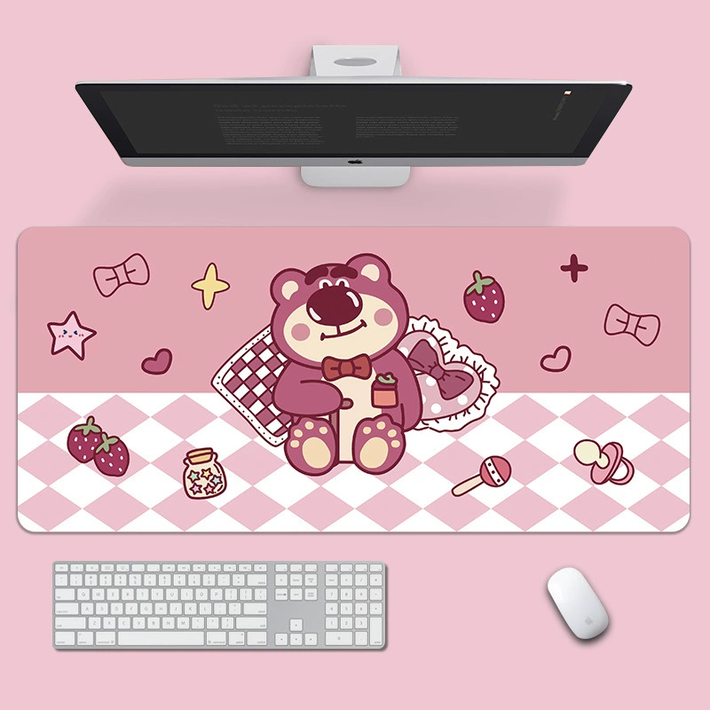 Столовый коврик для мыши — Cartoon Strawberry & Teaching Mouse, большой коврик для клавиатуры, 800×300/900×400 мм