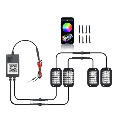 Cross-border led car chassis light RGB colorful music rhythm light car atmosphere light off-road vehicle car chassis light (Other lights) - 3d-lens-chassis-light-to-four-app-boxed