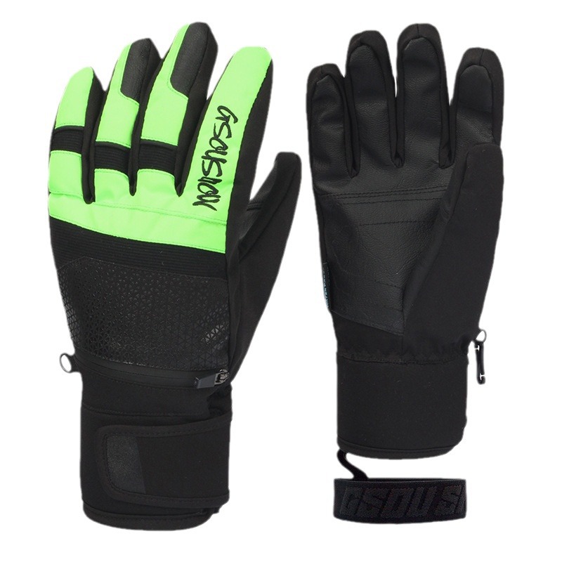 New adult ski gloves female waterproof wear professional double plate can put snow card warm five-finger riding gloves_voghion.com