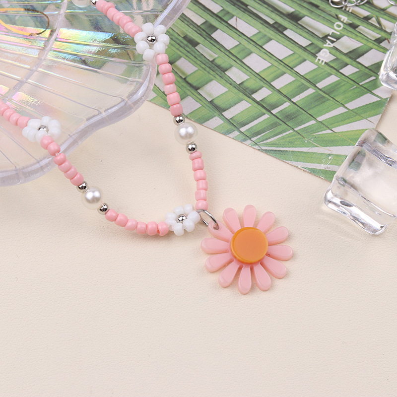 Holiday, Daily Occasion Wholesale Jewelry Sweet Daisy Arylic Beaded Anklet