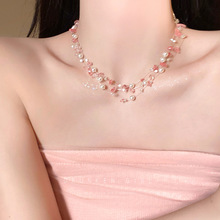彩色串珠多层缠绕珍珠项链清冷感小众设计甜美配饰温柔气质锁骨链