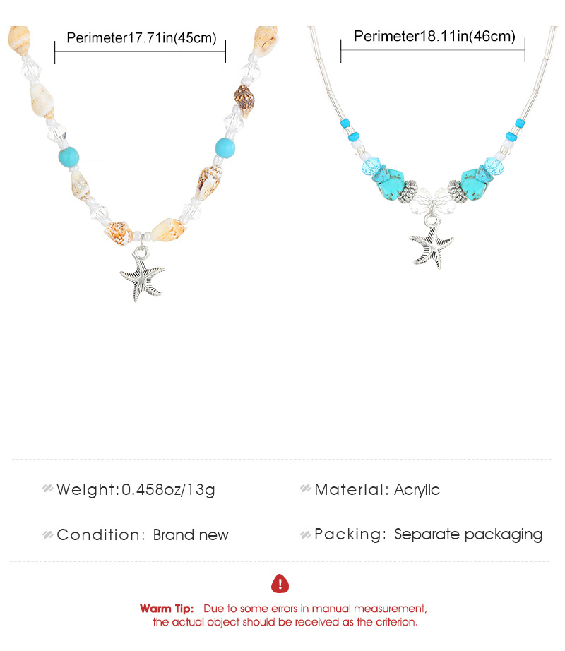 41g Weight Necklace Classification Titanium Steel Chain Material 1 Piece Quantity Masquerade Occasion Alloy Material Starfish, Shell Pattern Women's Gender Beaded Design Retro, Classic Style Style Retro Classic Style Starfish Shell Arylic Alloy Beaded Necklaces Wholesale 1