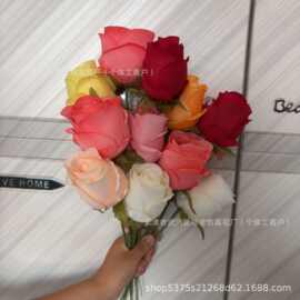厂家批发仿真玫瑰花单支高档梦幻玫瑰情人节新年婚礼花墙装饰花材