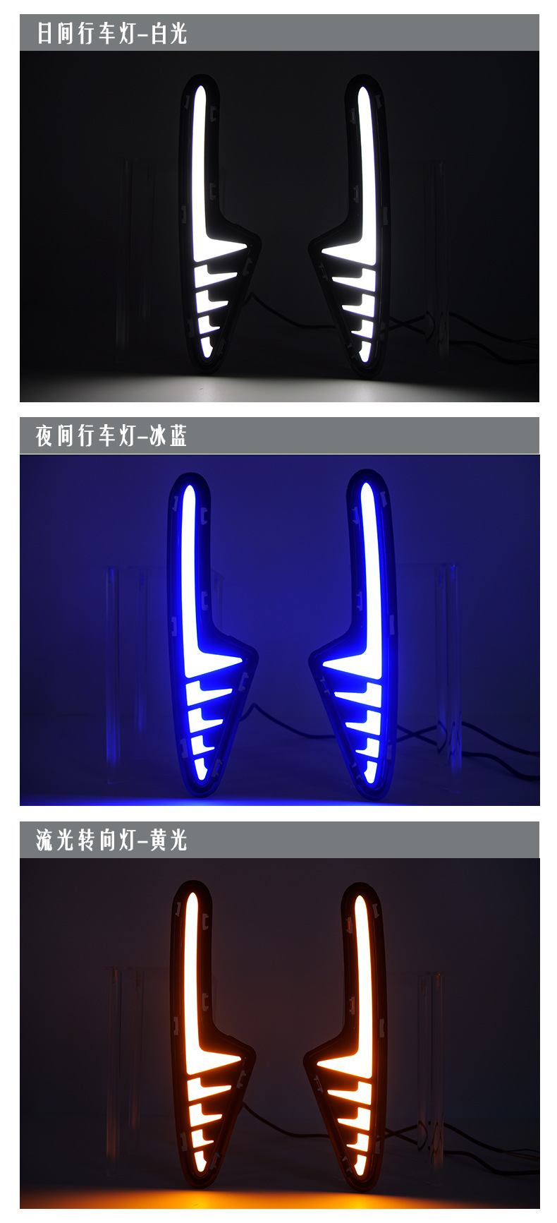 Suitable for Geely Xingyue 25-26 Models, Daytime Running Lights, Turn Signals, Night Ice Blue Modified Front Fog Lights