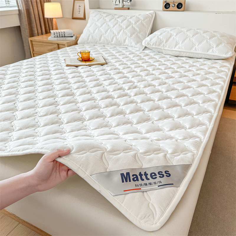 New Style All-Cotton Washed Cotton Antibacterial Quilted Pure Cotton Mattress Pad Bed Protector Pillowcase Three-Piece Set Student Two-Piece Set