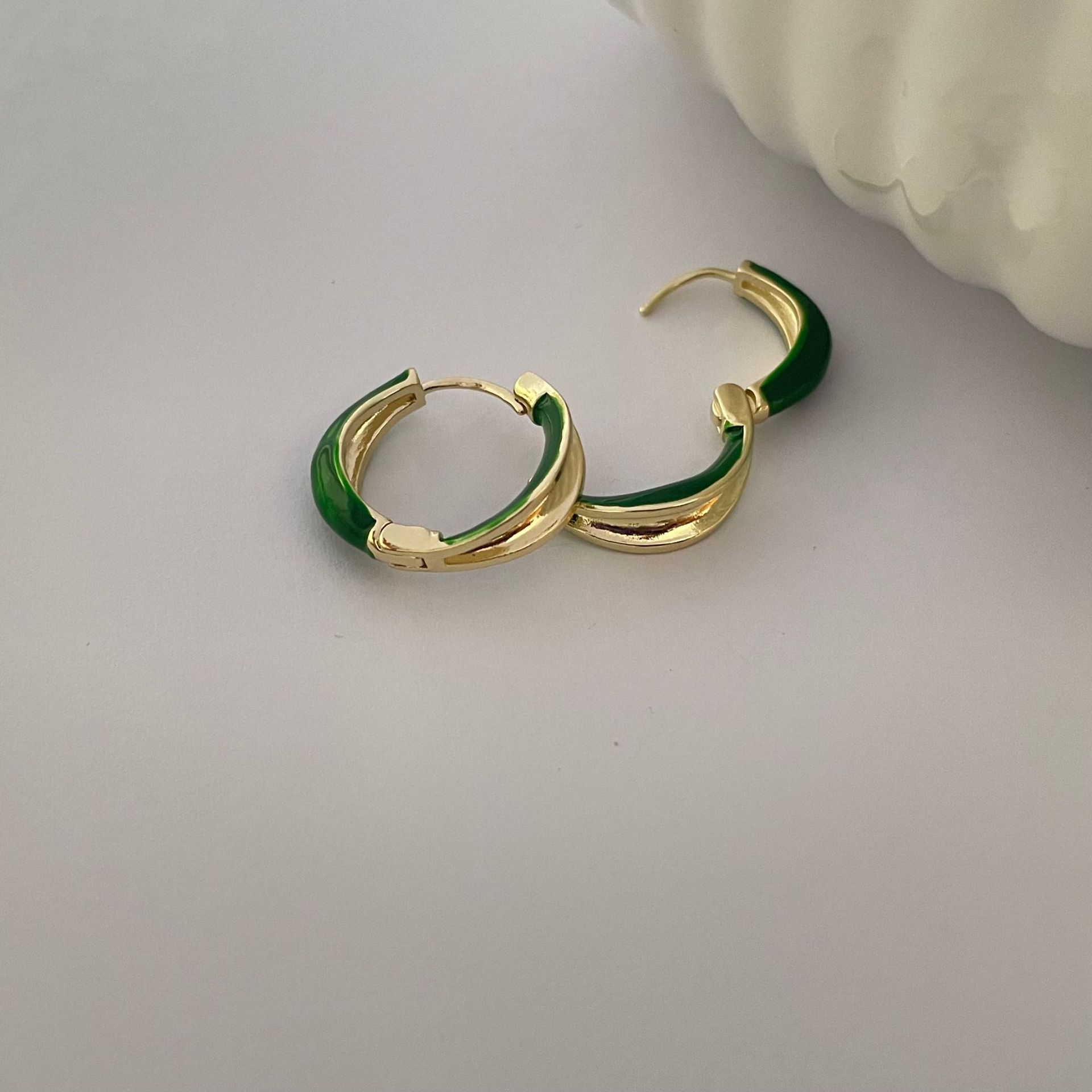 Alloy Material Gold Plated Plating 1 Pair Commute Color Block Plating Alloy Gold Plated Earrings