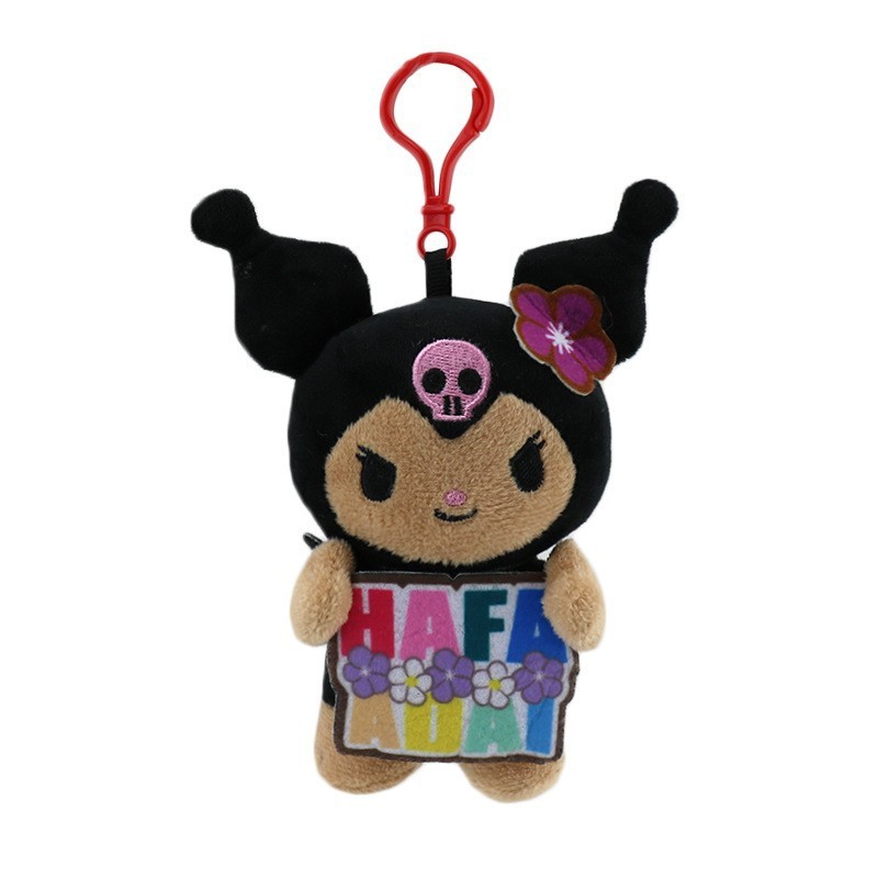 国境を越えた新製品ハワイ黒皮kittyは卵黄兄のキーホルダー卵黄兄のぬいぐるみのストラップになった|undefined