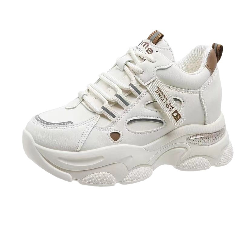 Moda interior de altura zapatos de papá para mujeres 2024 otoño nuevo ligero antideslizante con suela gruesa zapatos casuales de suela suave zapatos deportivos para mujeres