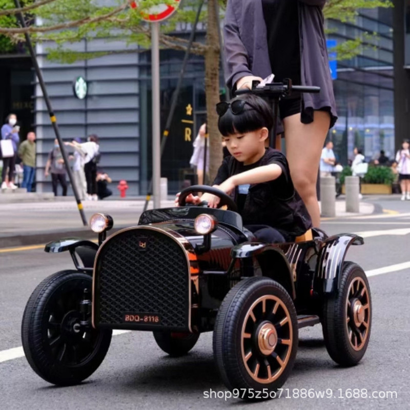 Bedoqi coche eléctrico para niños de cuatro ruedas doble asiento adulto interacción padre-hijo coche de juguete de control remoto para niños y niñas