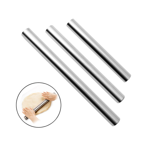 Baking Tools Kitchen Dumpling Stick, Dumpling Crust Pizza Pressing Stick, Non-stick Flour Stick, Stainless Steel Rolling Pin