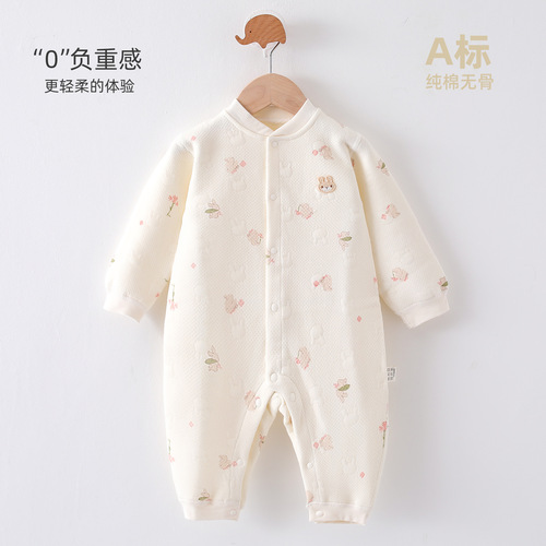 Baby unisex onesie pure cotton spring autumn warm winter padded newborn clothes baby thick tunic crawl suit