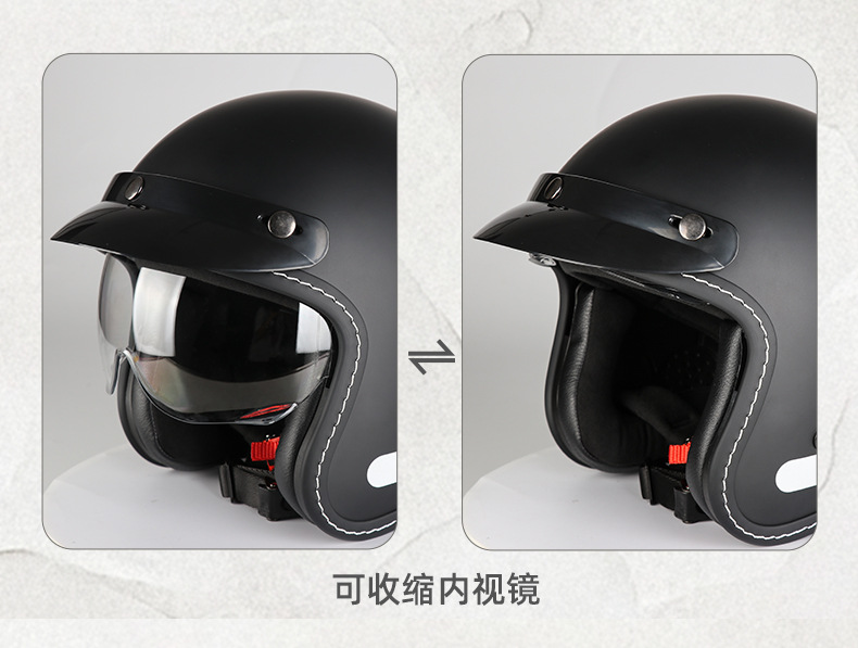 VGV retro half helmet motorcycle helmet custom-made for men and women, 3C certified 3/4 helmet for electric motorcycles, suitable for all seasons, can be equipped with Bluetooth