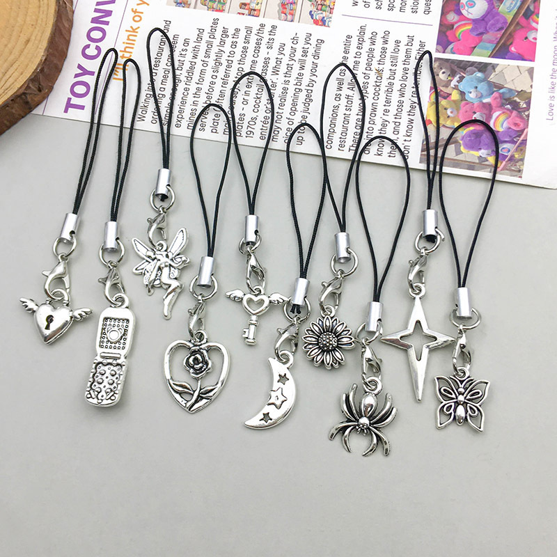 1 new ancient silver alloy simulation spider moon chain pendant pendant diy jewelry accessories