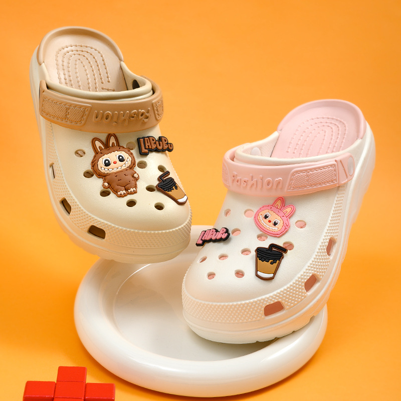 Cave Shoes Women's Summer Outfit New Arrival Office Non-Slip Breathable Beach Thick-Sole Baotou Half Slippers Beach