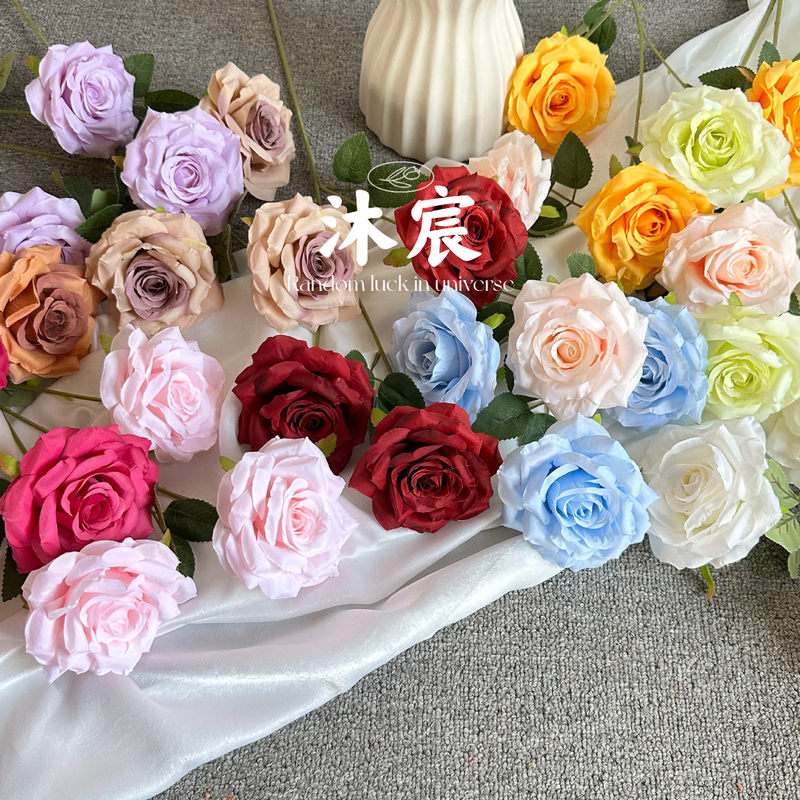 3 Head diamond rose flower simulation European rose, home photography wedding photography props decorative flowers