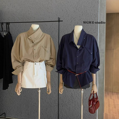 WGWE7206广州十三行女装2025早秋装新款小个子长袖百搭单排扣上衣