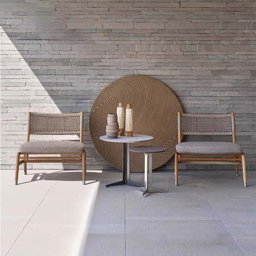 Outdoor Sofa Wicker Outdoor Courtyard Leisure Wicker Chairs Balcony Garden Designer Solid Teak Chair Set of 3