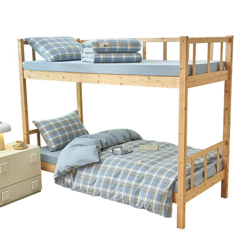 Algodón puro dormitorio universitario cama de tres piezas algodón 2025 verano nuevo estilo funda edredón sábana ropa de cama sábana ropa de cama