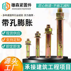 国标强力带孔膨胀螺丝镀彩锌拉爆胀栓粤标小头南海拉爆螺栓M6-M20