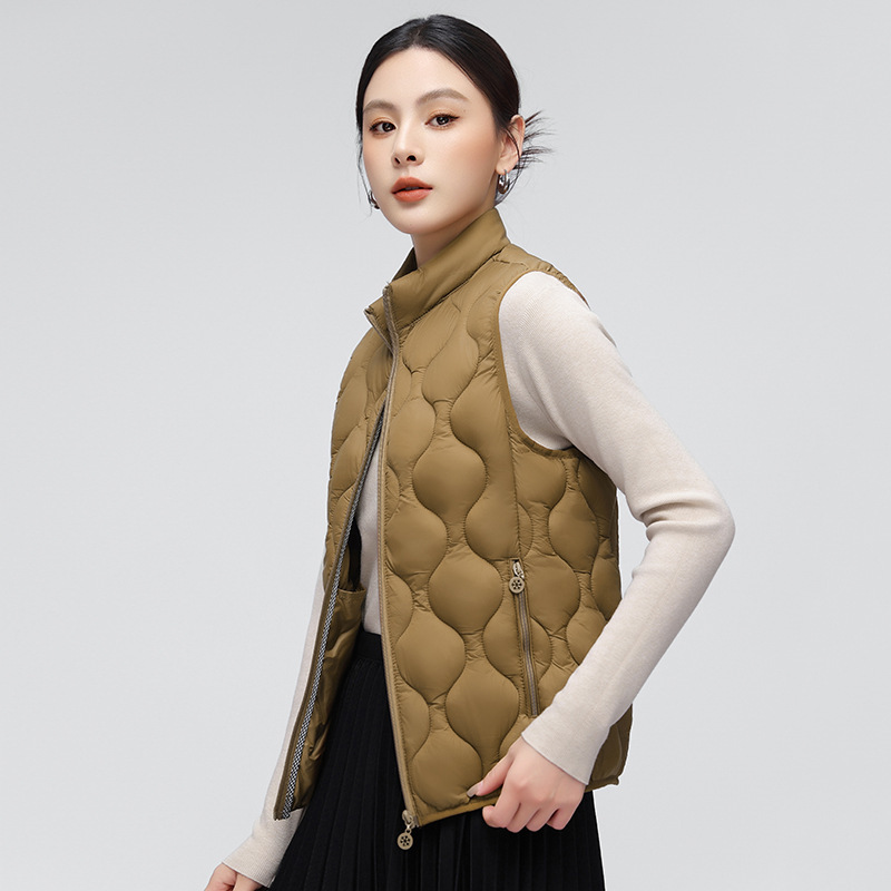 Stand Collar down Cotton Vest for Women 2026 Autumn and Winter New Style Outerwear Mom Vest Mid-Length Warm Cotton Gilet Stand Collar down Cotton Vest for Women 2026 Autumn and Winter New Style Outerwear Mom Vest Mid-Length Warm Cotton Gilet