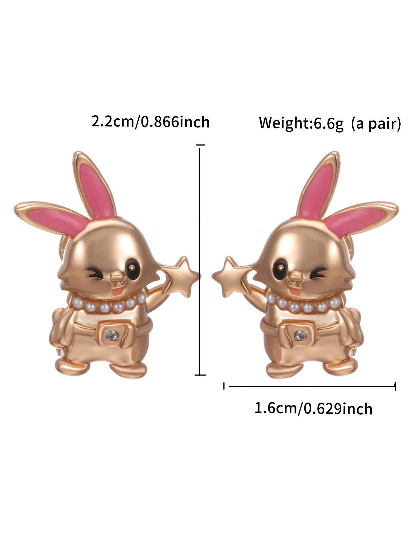 Joyería Xuping dibujos animados lindos aretes de conejo coreano de alta calidad sensación de aleación goteo de aceite imitación de perlas orejas de conejo para mujeres