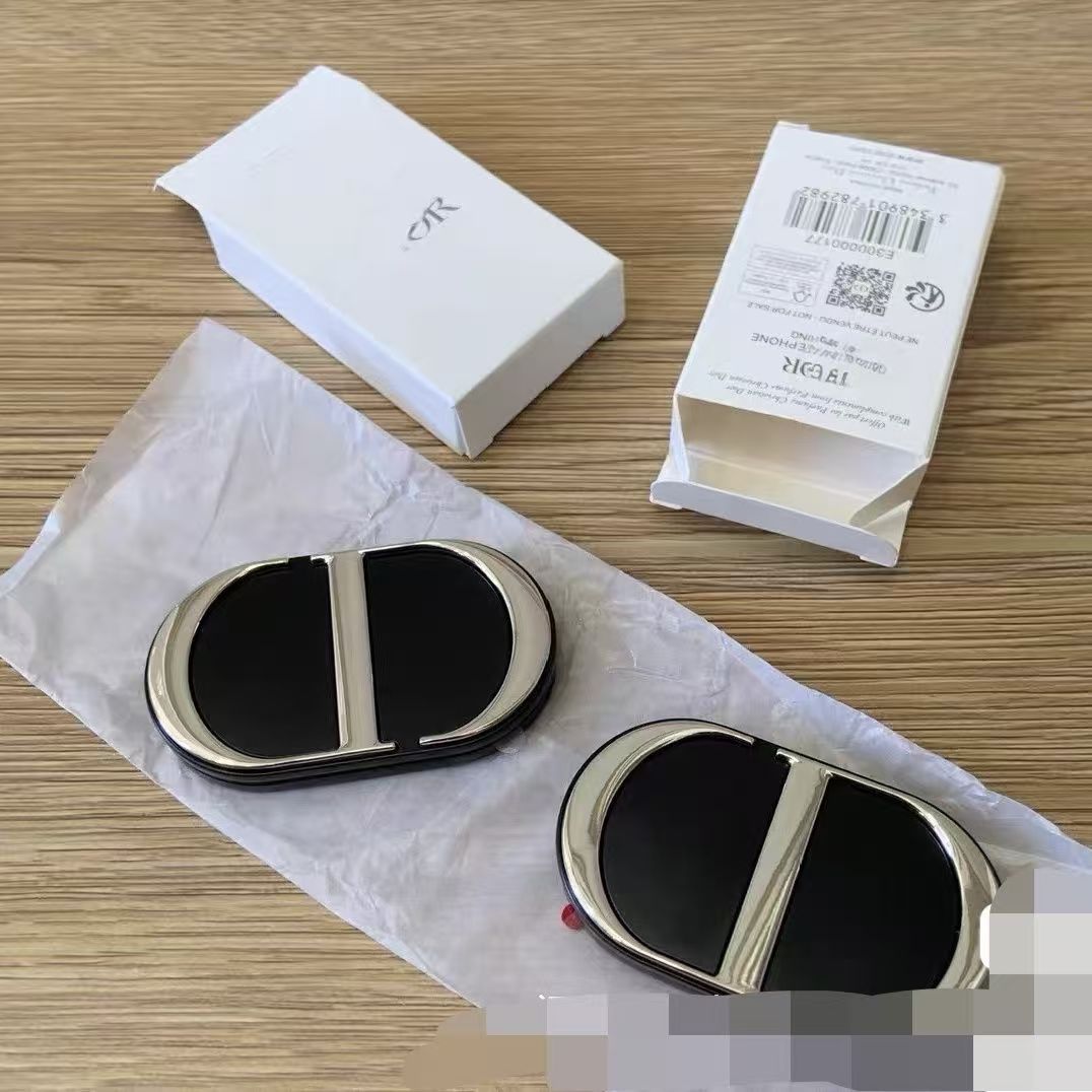 D Wind Oval Metal Mirror Phone Back Clip Stand Mini Folding Desktop Stand Beauty Counter Gift