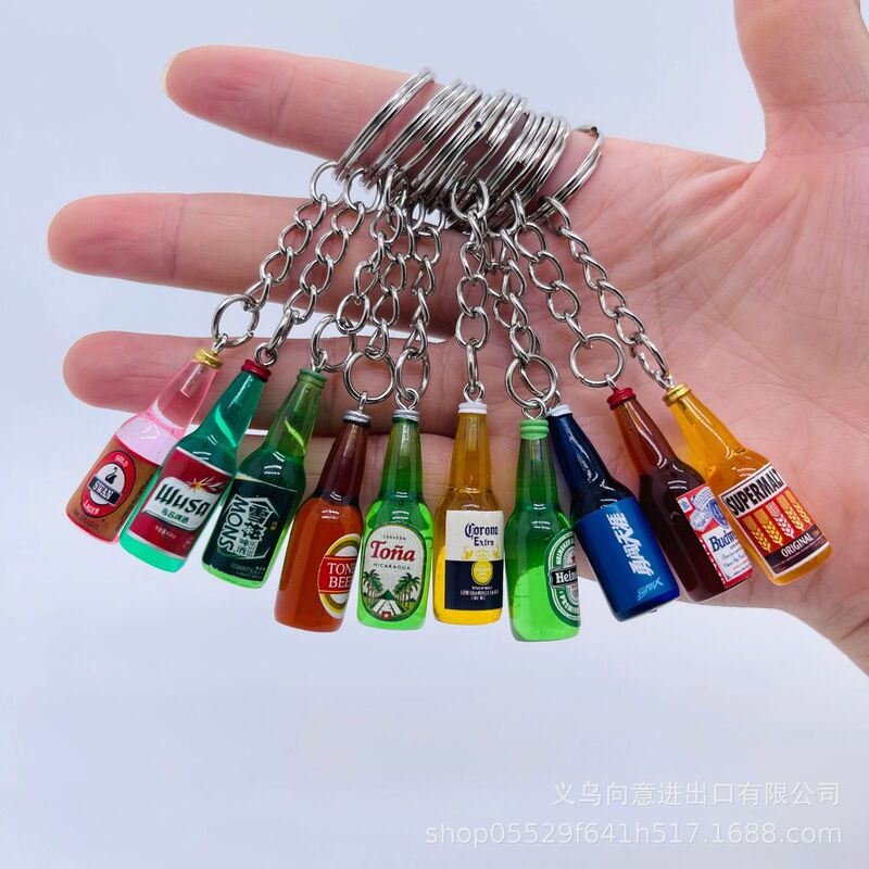 Simulated Wine Bottle Keychain Mini 3D Acrylic Beer Bottle Keychain Bag Pendant Cross-Border Supply Simulated Wine Bottle Keychain Mini 3D Acrylic Beer Bottle Keychain Bag Pendant Cross-Border Supply