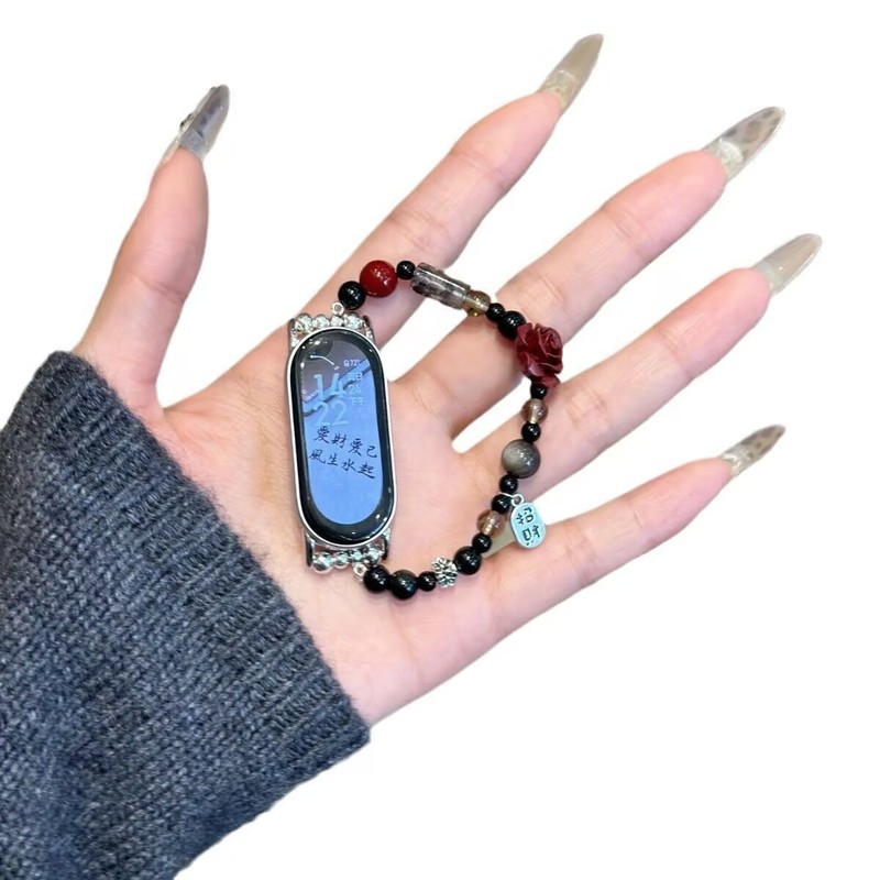 [レッドローズ] Xiaomi Mi Band 9pro/8pro ストラップ Xiaomi Mi Band 9/8 ストラップ ビーズ リストバンドに適しています。|undefined