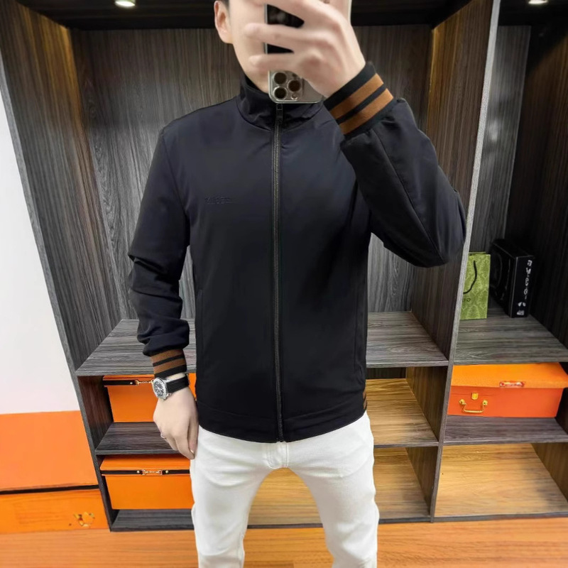 2025 Spring Men's New Personalized Casual Jacket Slim Fashion Temperament Easiest for Match Jacket