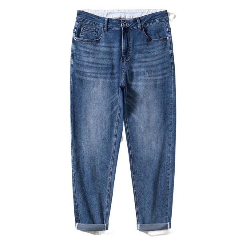 586# Large Size Men's Spring and Summer New Jeans Men's Retro Daniel Wind Loose Elastic Denim Pants Plus Size